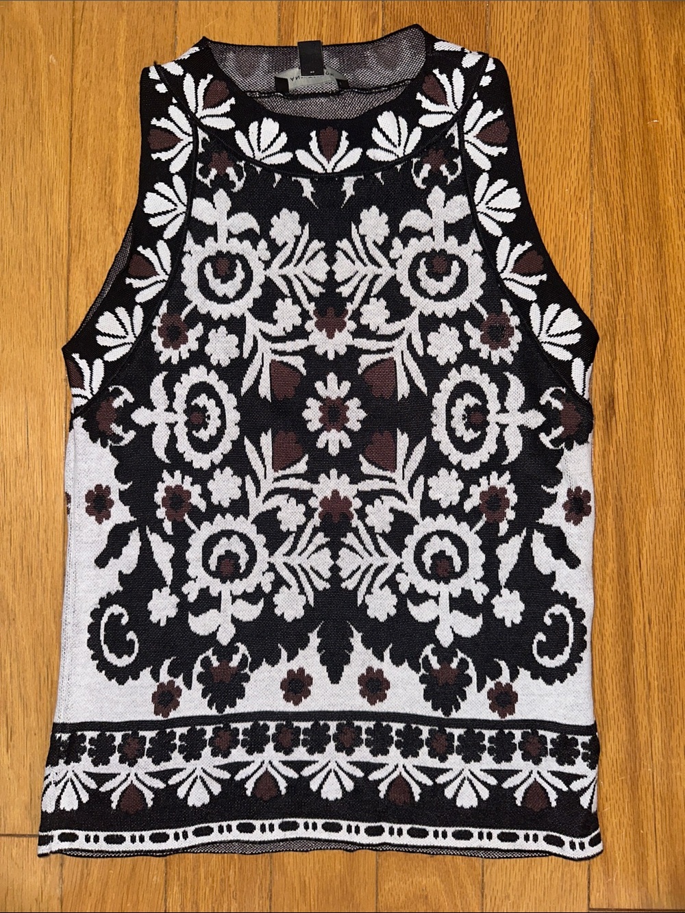 Ann Taylor Knit Tank - Black Brown & White - Small